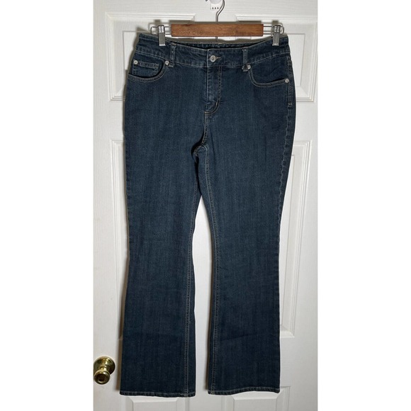 Chicos Platinum Charm MR Blue Denim Jeans Bootcut Size 1 Regular Woman’s - Picture 1 of 8